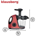 Slow Juicer for Fruits and Vegetables, Horizontal with Handle, 150 W, Cherry Red, Klausberg, kb-7865 Slow Juicer for Fruits and Vegetables, Horizontal with Handle, 150 W, Cherry Red, Klausberg, kb-7865