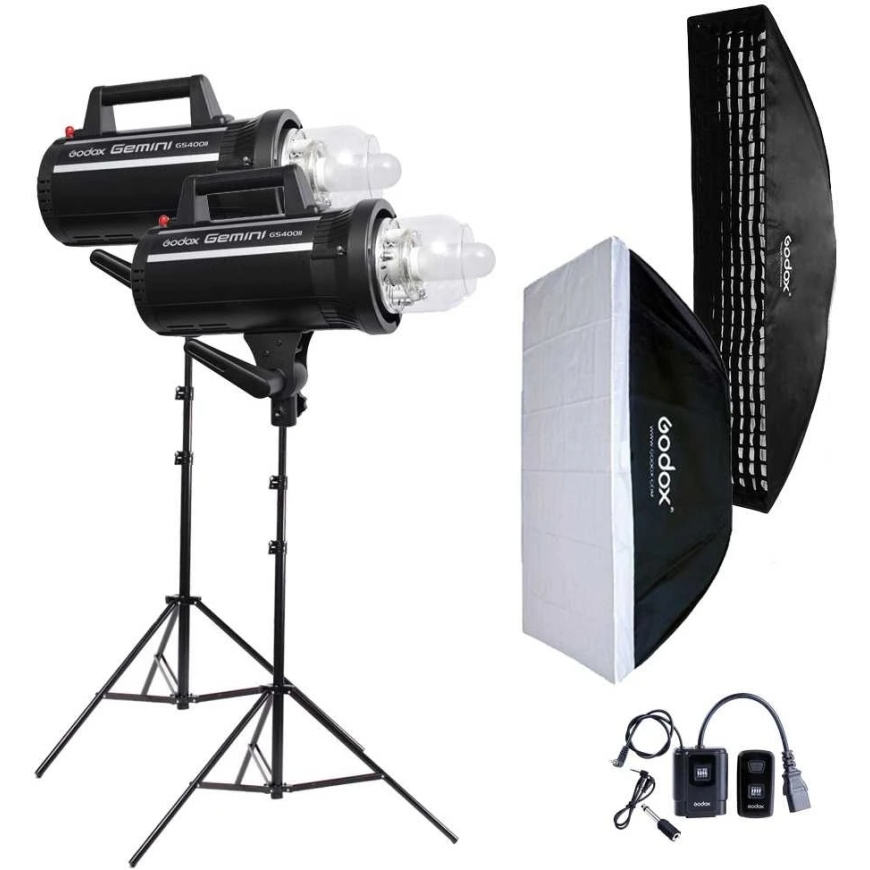 Stuudio valgustuskomplekt - Godox GS400II 400Ws välgud koos pehmete kastidega ja kaugarvesti puldiga – 4