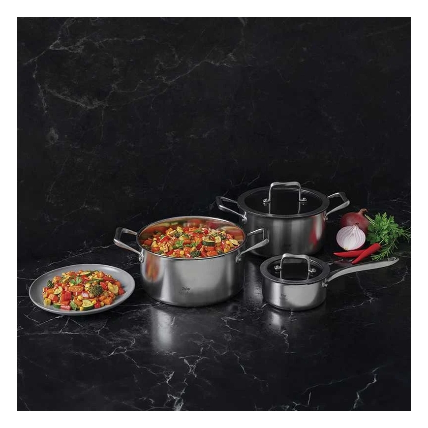 Zyle Signature ZY1600PS Stainless Steel Pot Set, 3 pcs. – 5