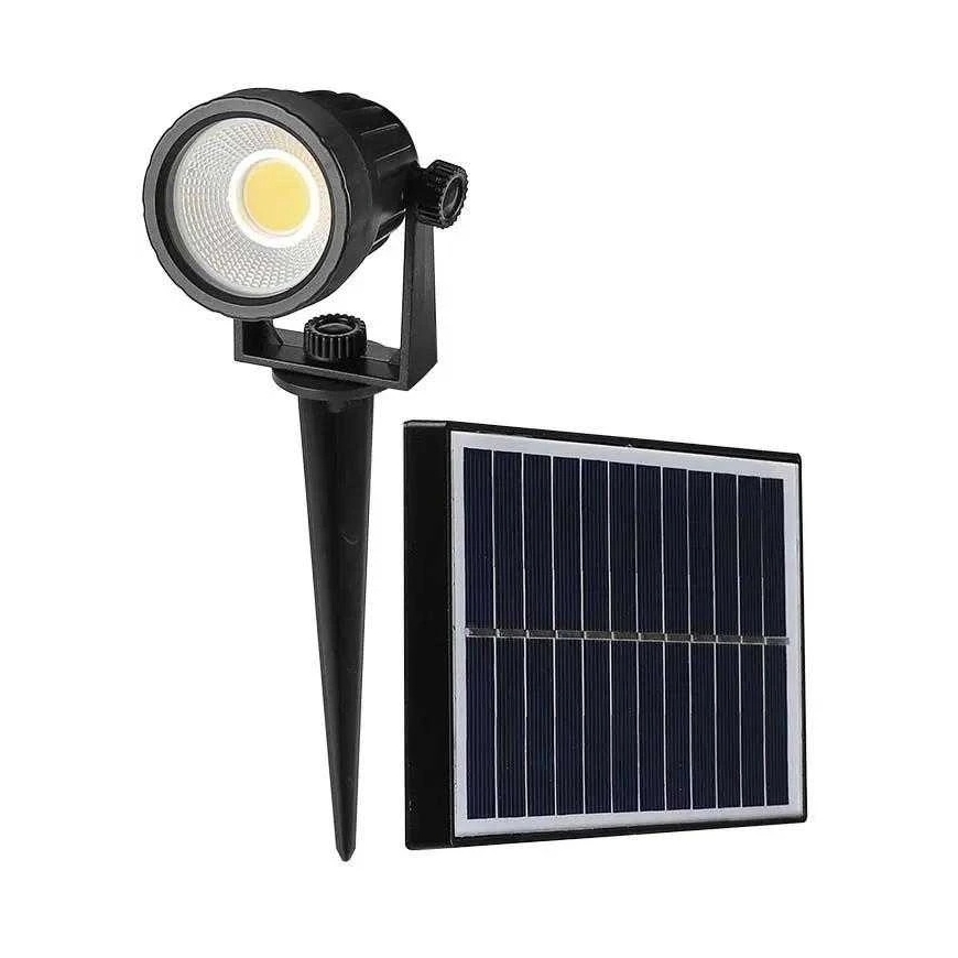 V-tac 2W spike light, with solar panel, black, 4000K, IP65 – 5