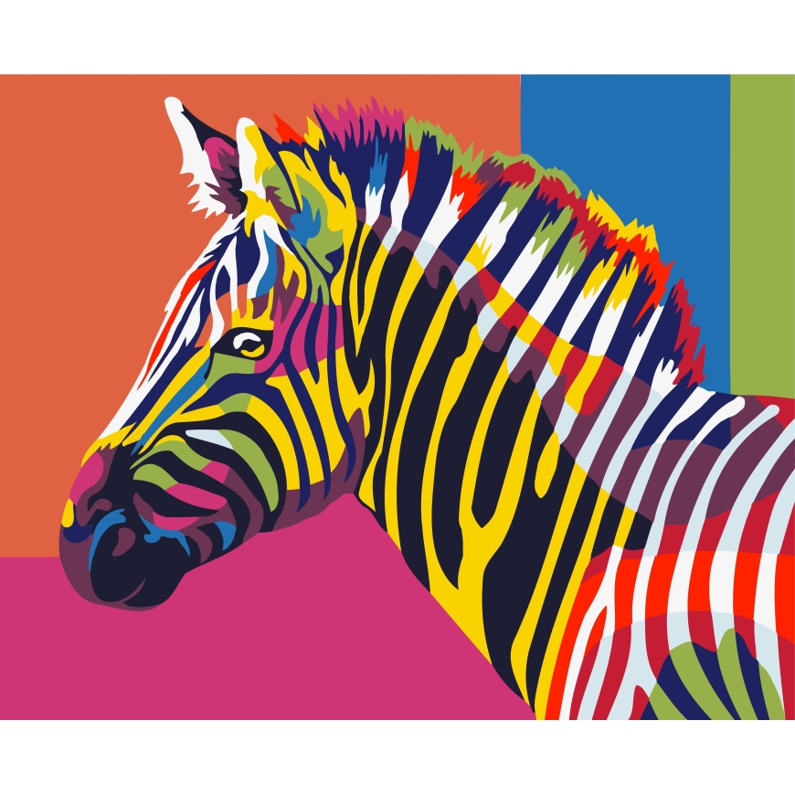 Beldizart Wizardi gleznošanas komplekts pēc numuriem. Varavīksnes zebra 16x13 cm MINI006