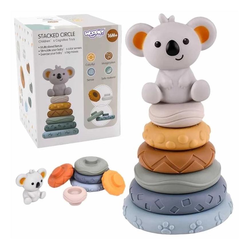 Woopie Baby Mīksta izglītojoša 2in1 koalas piramīda zīdaiņiem