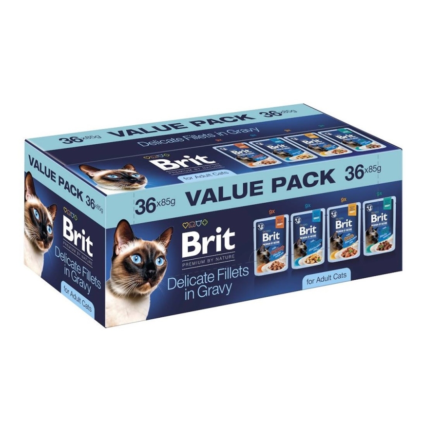 BRIT Premium by Nature Delikaatsed fileed kastmes - märg kassitoit - 36x85g