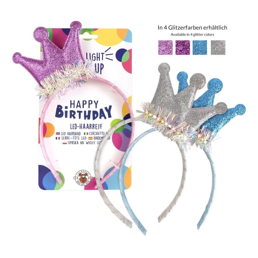 Trendhaus Birthday Fun - Plaukų lankelis su LED šviesa (1 vnt., 4 dizainai)