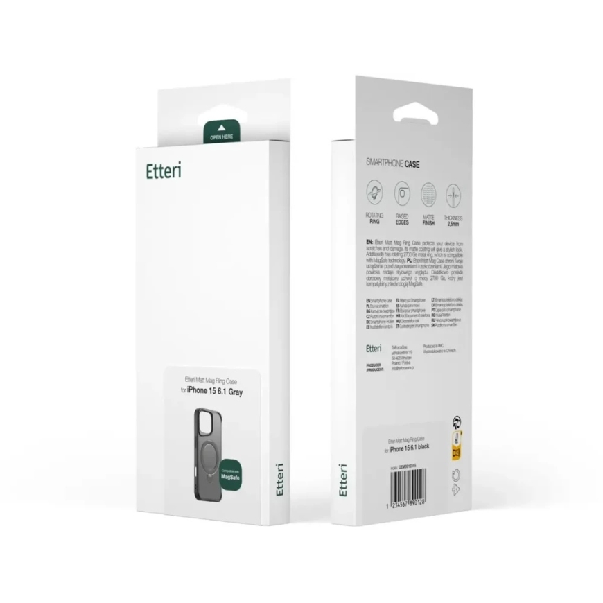 Etteri Matt Mag Ring apvalks iPhone 13 6.1" pelēks – 5