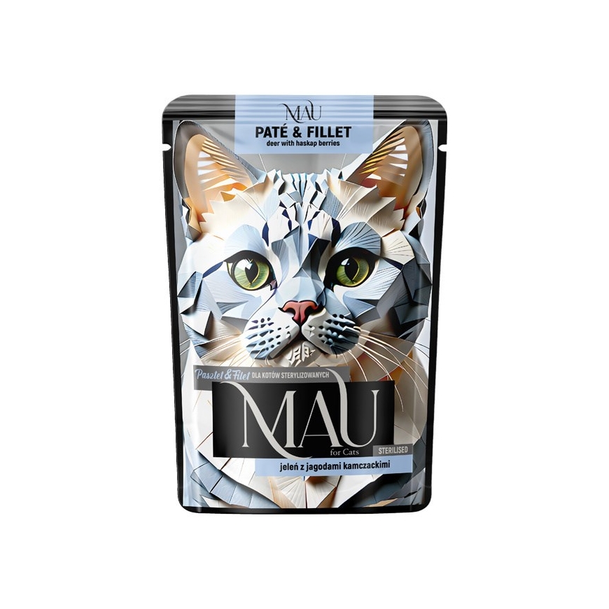 MAU Pate ja Filee steriloitu hirvellä ja haskap-marjoilla - märkä kissanruoka - 85g