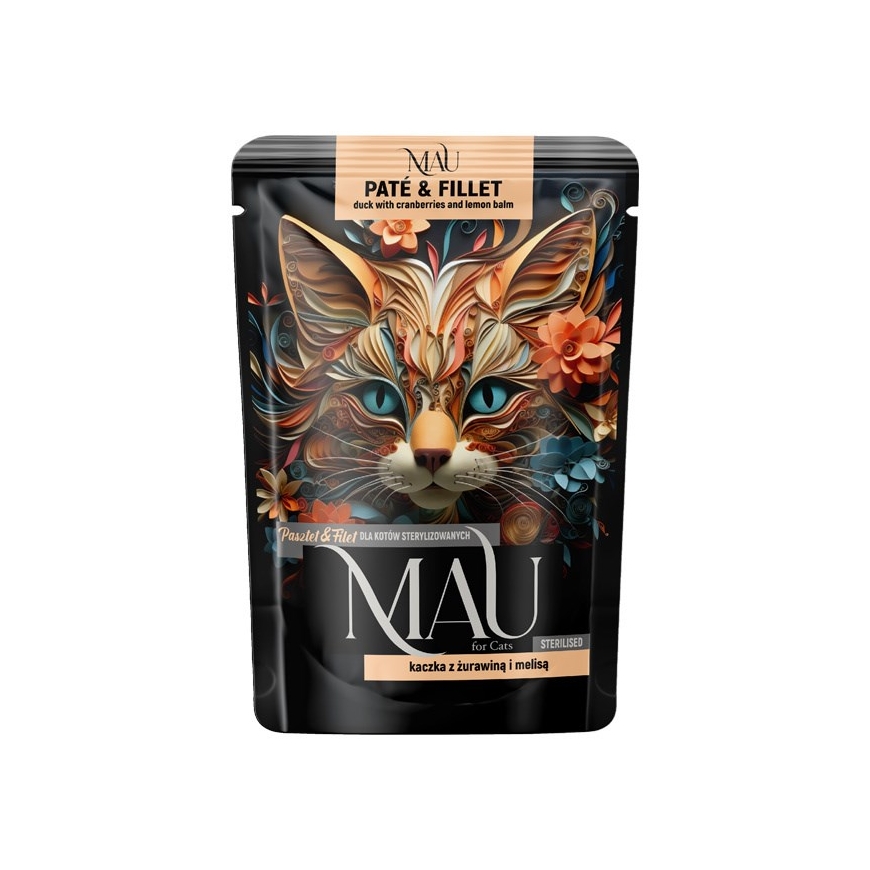 MAU Pâté and Fillet Sterilised Duck with Cranberries and Lemon Balm - Wet Cat Food - 85g