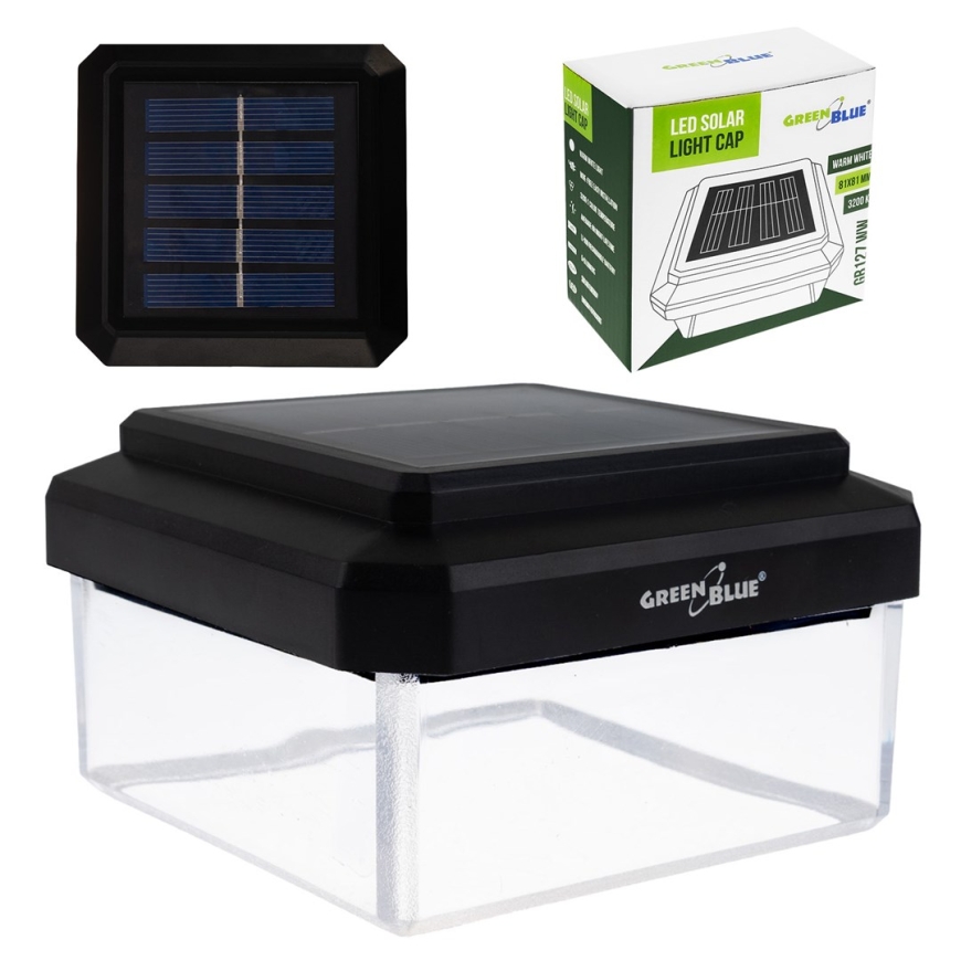 Солнечный LED фонарь на столбе GreenBlue, 100x100мм, в форме конверта, 3200K, GB128 WW