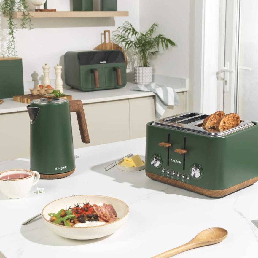 Salter BW12899G Toronto Bread Bin Green/Wooden – 5