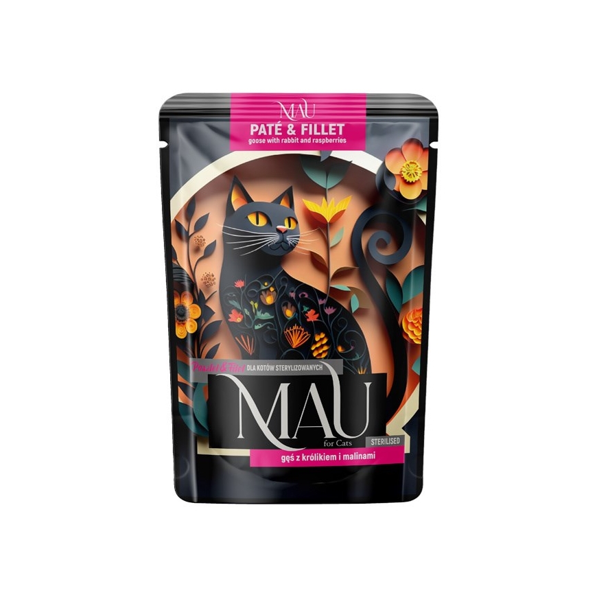 MAU Pate and Fillet Sterilised Goose with rabbit and raspberries - wet cat food - 85g