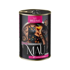 MAU Pate ir Filė Sterilizuota antis su triušiu ir avietėmis - šlapio katės maisto - 400g