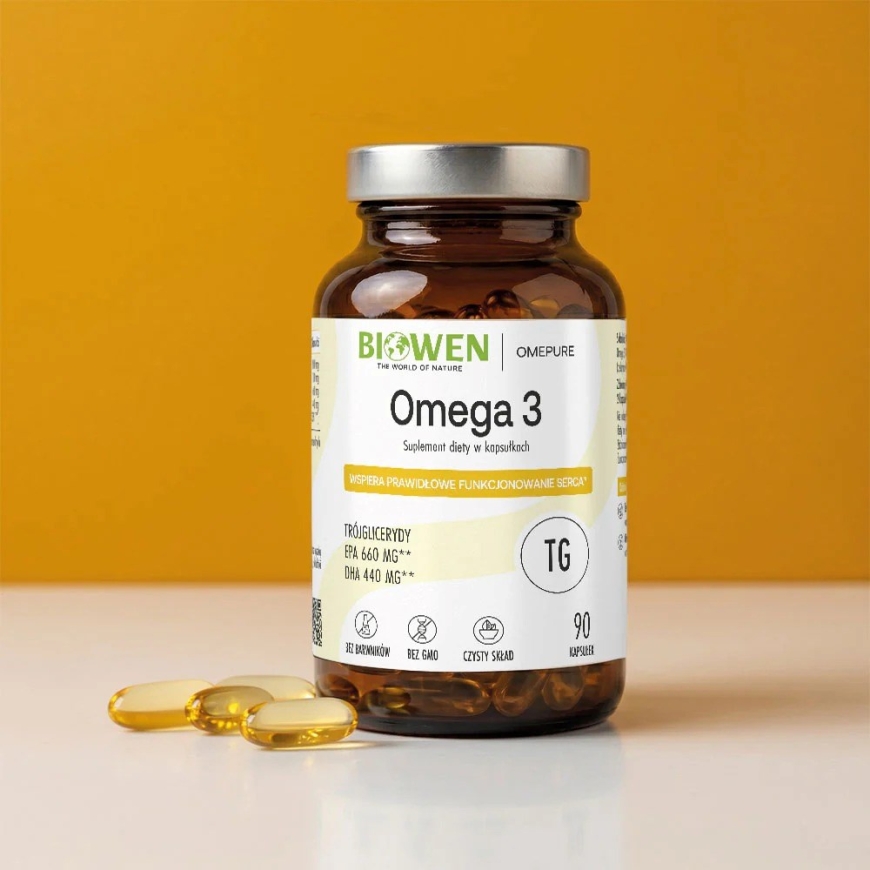 BIOWEN Omega 3 Forte 660 mg EPA, 440 mg DHA – maisto papildas žmonėms – 90 kapsulių – 2