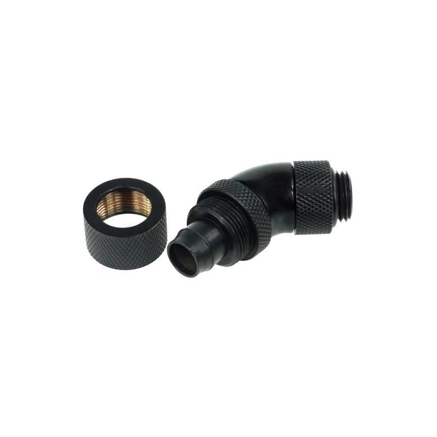 Alphacool 17072 13/10 kompresijas savienojums 45° rotējams G1/4 Melns
