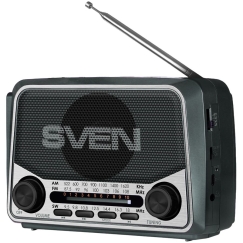 Динамик SVEN SRP-150, серый (3W, Bluetooth, FM/AM/SW, USB, microSD, фонарик, аккумулятор)