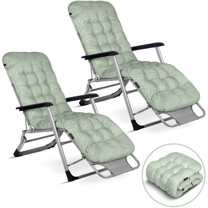 Folding garden lounger with cushion Sofotel ChillWell, 2 pieces set, light green – 3