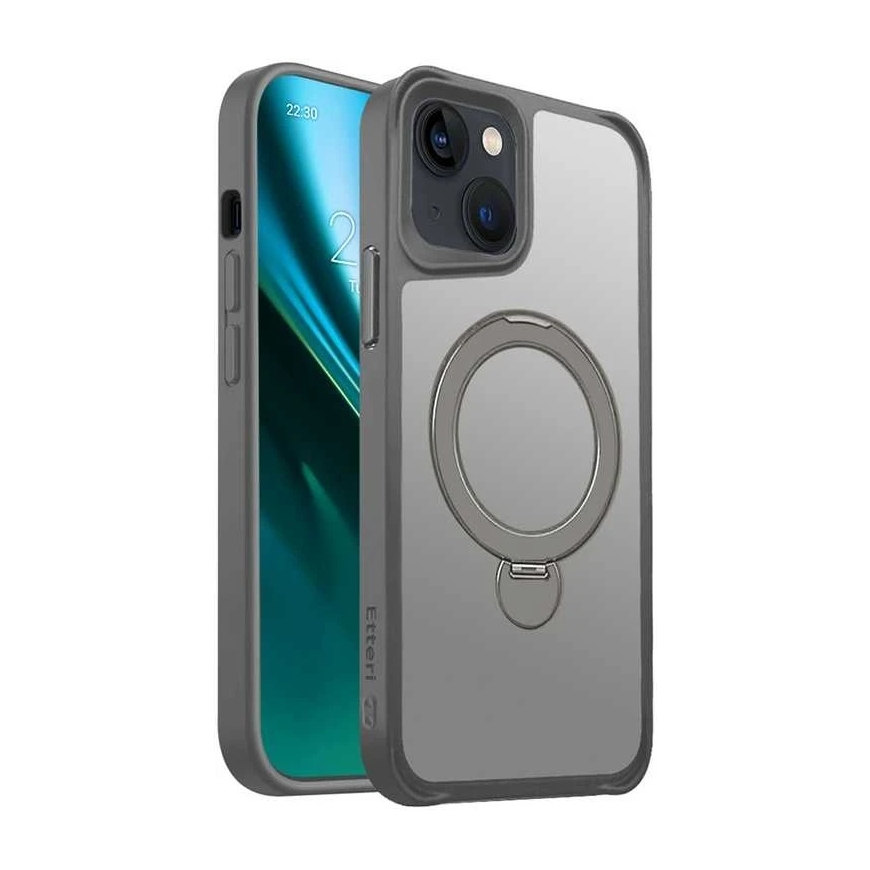 Telforceone Etteri Matt Mag Ring Apple iPhone 14 6,1" puhelimen kuori harmaa
