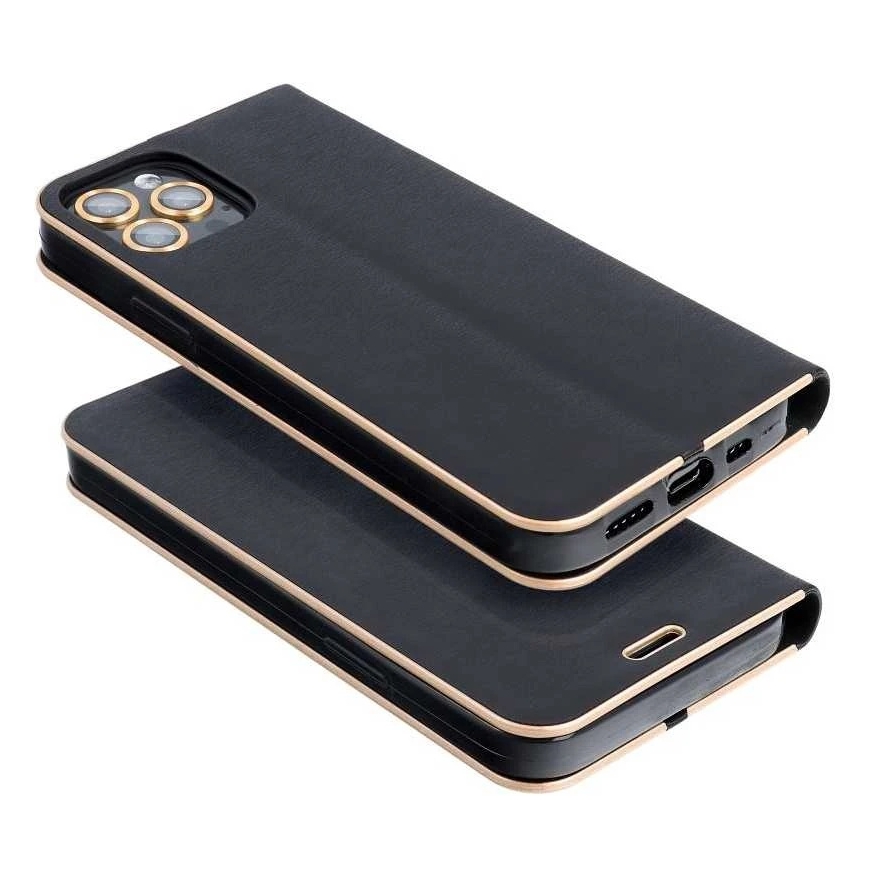 OEM LUNA Book -kotelon Kulta Samsung Galaxy A35 5G mustana – 4