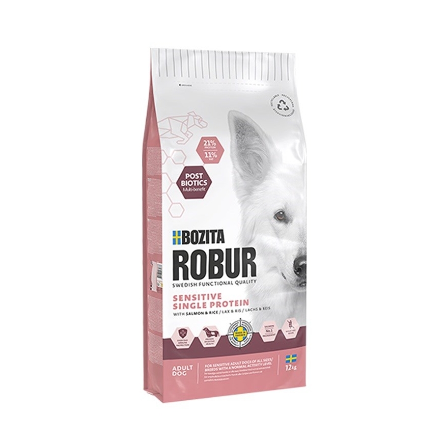 BOZITA Robur Sensitive Yksittäinen proteiini Lohta - kuiva koiranruoka - 12kg