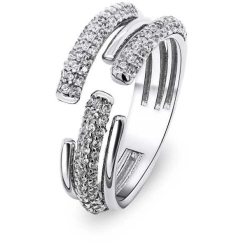 Brilio Silver Elegantti Avoin Sormus Kirkkailla Zirkoneilla RI036W