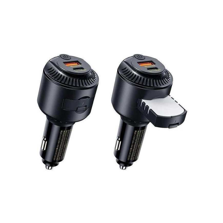 REMAX AUTOLATAUSLAITE YATOY SARJA AROMIFUNKTIOLLA 60W PD QC RCC353 1xUSB + 1xUSB-C Musta – 5