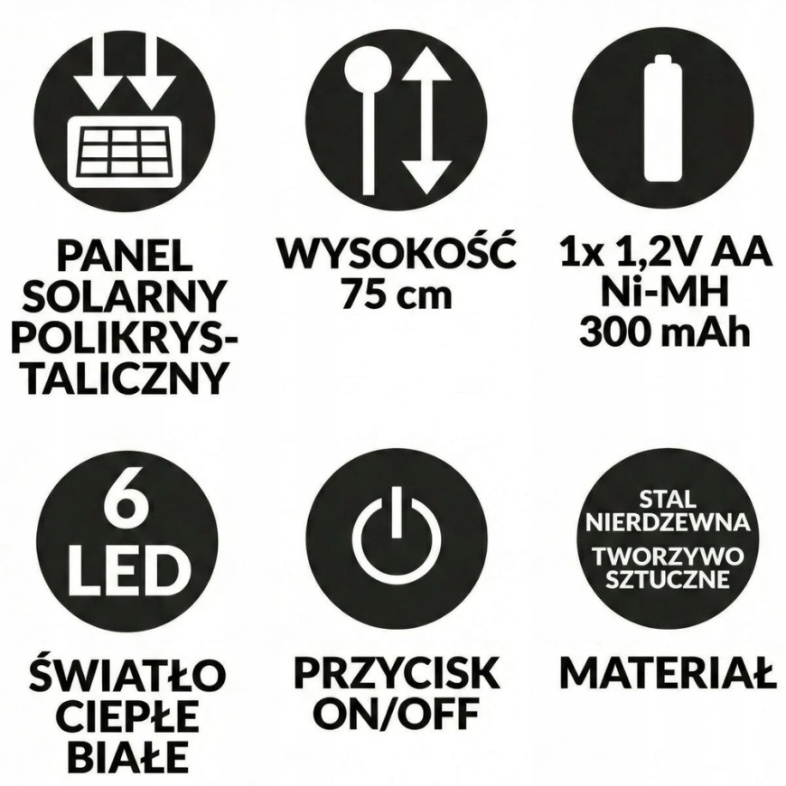 Saska Aed Päikese Lamp Rohtu 6 LED 75 cm – 5