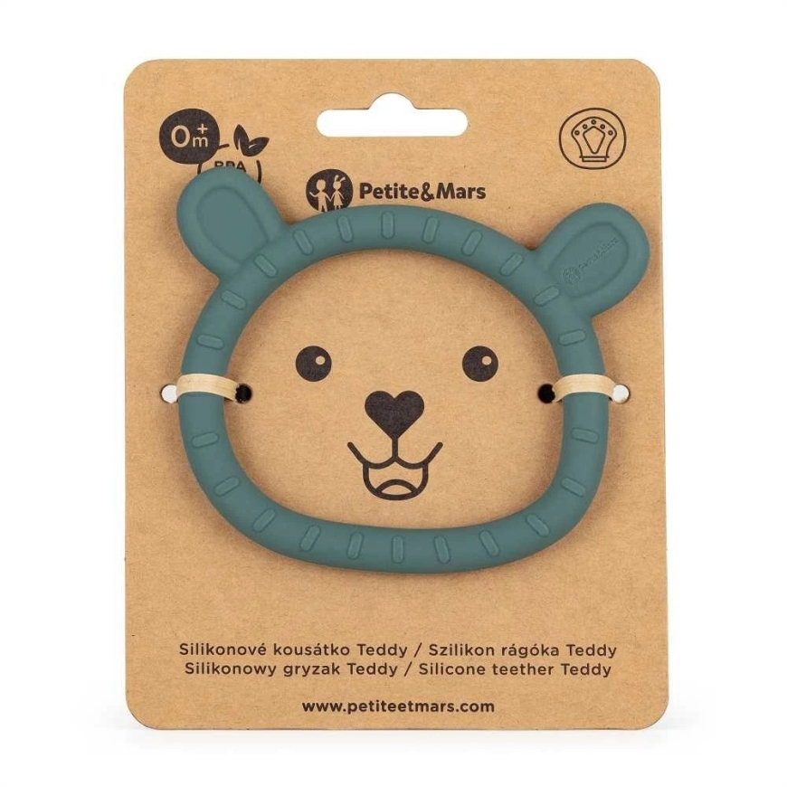 Petite&Mars Teddy - meškiuko formos silikoninis dantukas | Misty Žalias – 2