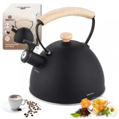 Kannu, Vinkuvakannu, 2 l, musta, puinen kahva, ruostumatonta terästä
