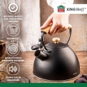 Tējkanna, Pūdošā tējkanna, 2 l, melna, koka rokturis, nerūsējošais tērauds