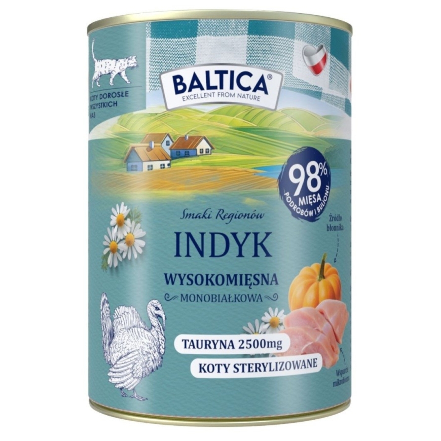 BALTICA Turkey Mono - märkäruoka kissoille - 400g