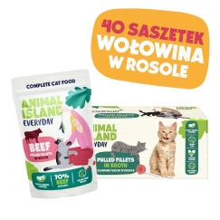 ANIMAL ISLAND naudanliha lihaliemessä - märkä kissanruoka - 40x85g