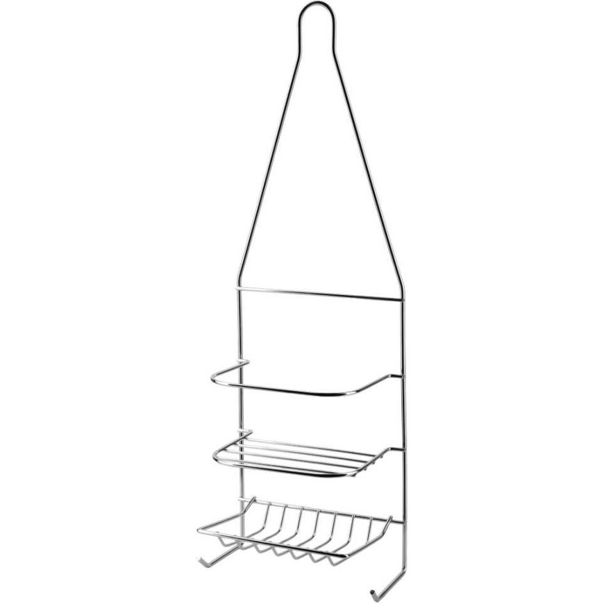 Bathlab CARL Silver Bathroom Shelf 15x9.5x46cm 2 shelves + 2 hooks
