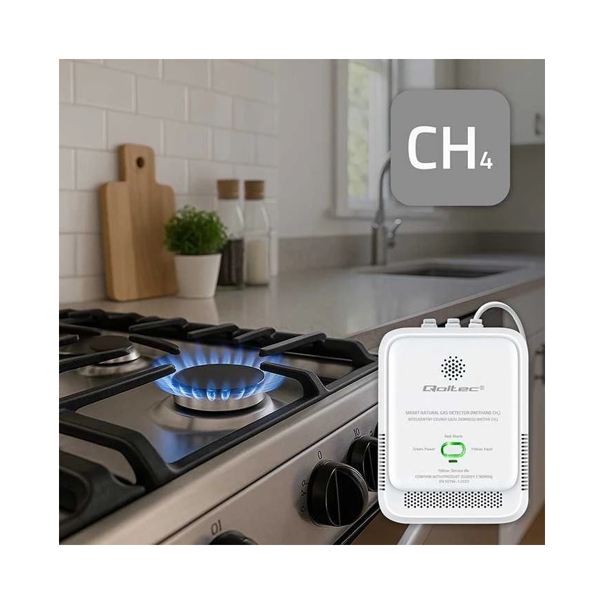 Qoltec maakaasun vuototunnistin CH4-anturi 85dB signaali LED – 2