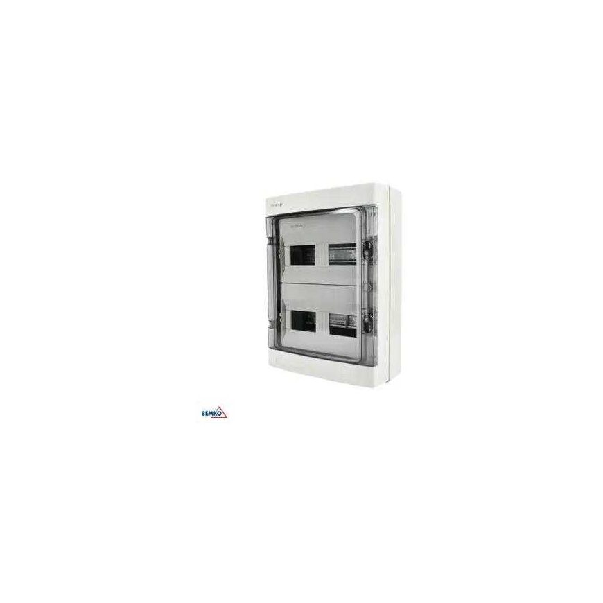 Bemko Hermetic Surface-Mounted Electrical Distribution Box IP65, Terminals 24N+24PE, 2x12P – 3