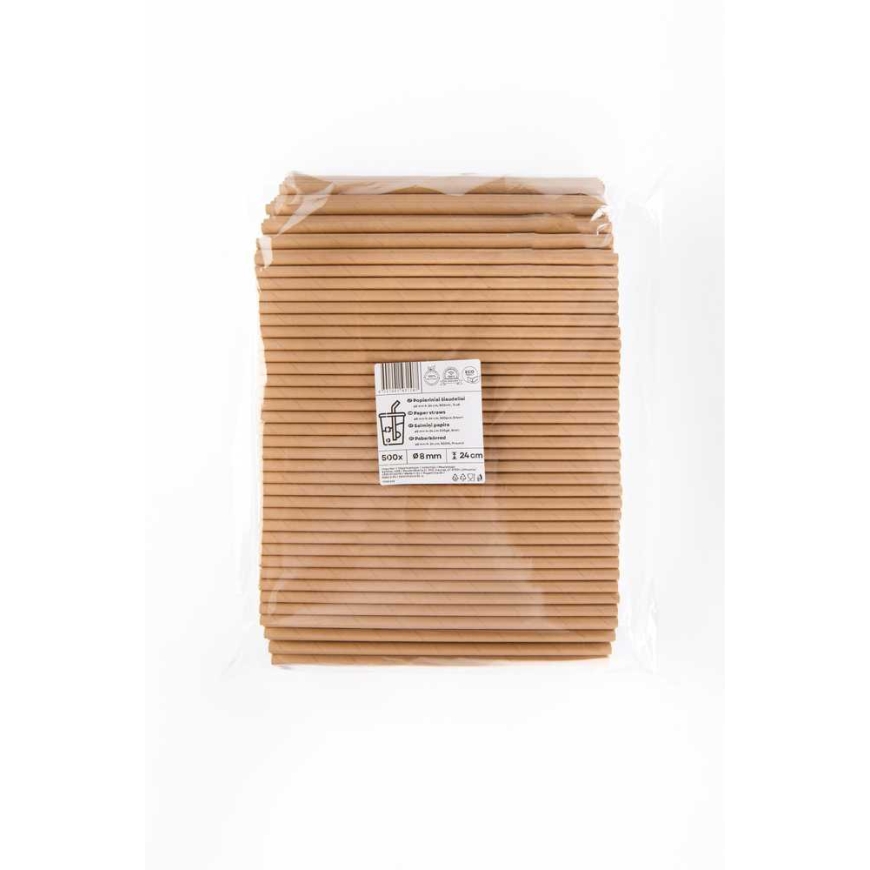 Live Paper Brown Straws, D 8 mm, L 24 cm, 500 pcs