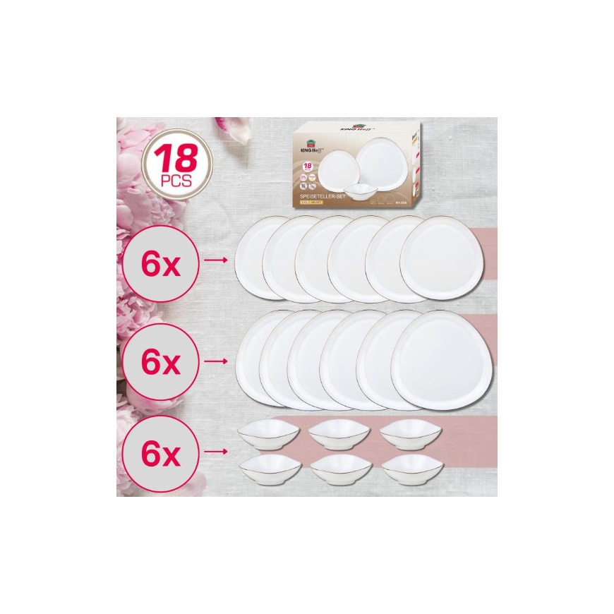 Stikla šķīvji, 18 gab. komplekts (pamatēdiens, deserts, zupa), o – 4