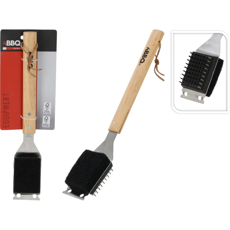 Mondex Stainless Steel and Wood Grate Cleaning Brush 39.5 x 9.1 cm