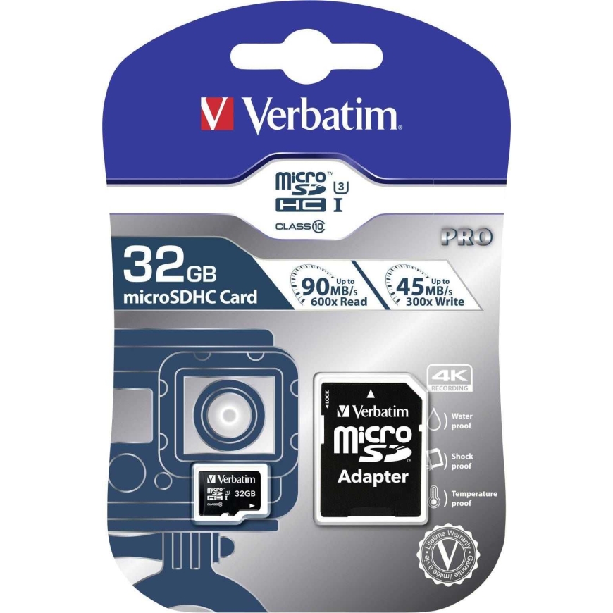 Verbatim Pro Micro SDHC 32GB Klass 10 UHS-I – 2