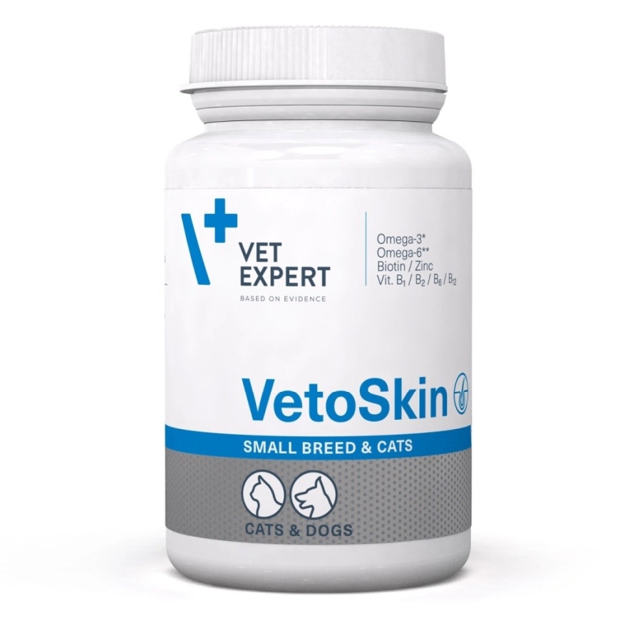 VETEXPERT VetoSkin mazo šķirņu - uztura bagātinātāji suņiem un kaķiem - 60 tabletes
