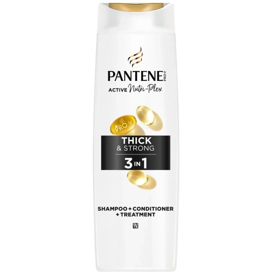 PANTENE Thick&Strong 3in1 matu šampūns, kondicionieris un intensīvā kopšana, 325 ml