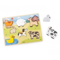 Viga Wooden Montessori Puzzle 2in1 Farm