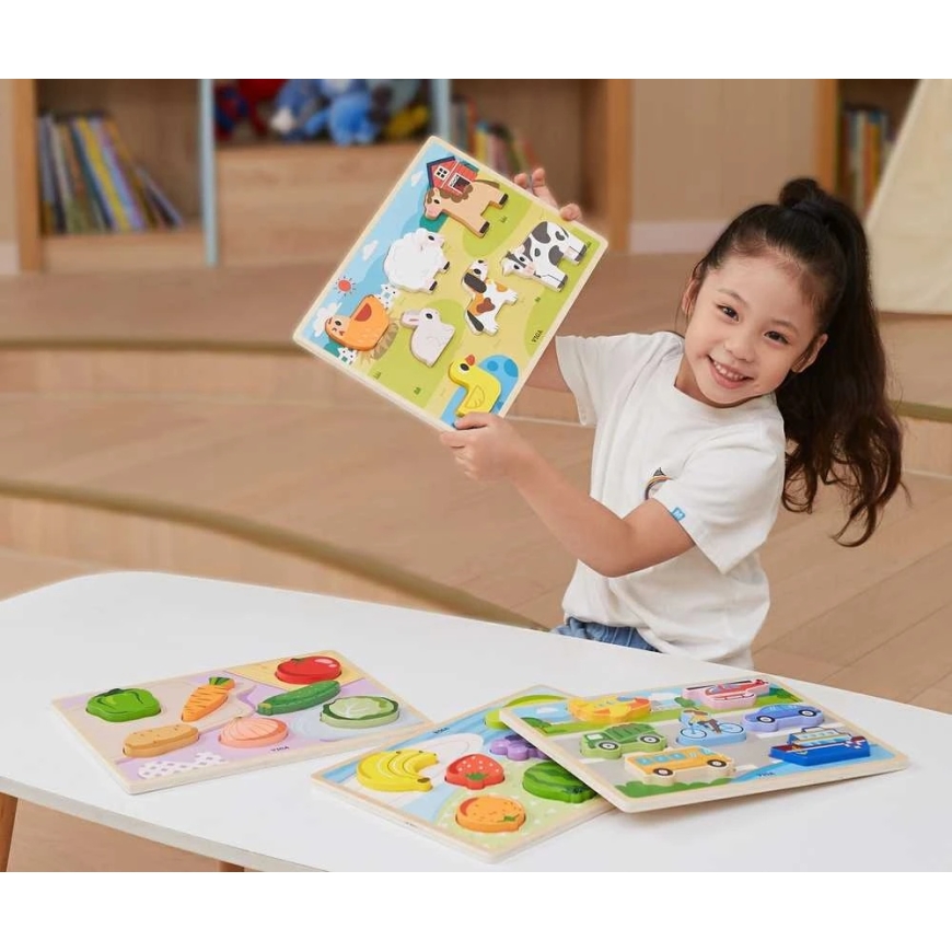 Viga Wooden Montessori Puzzle 2in1 Farm – 3