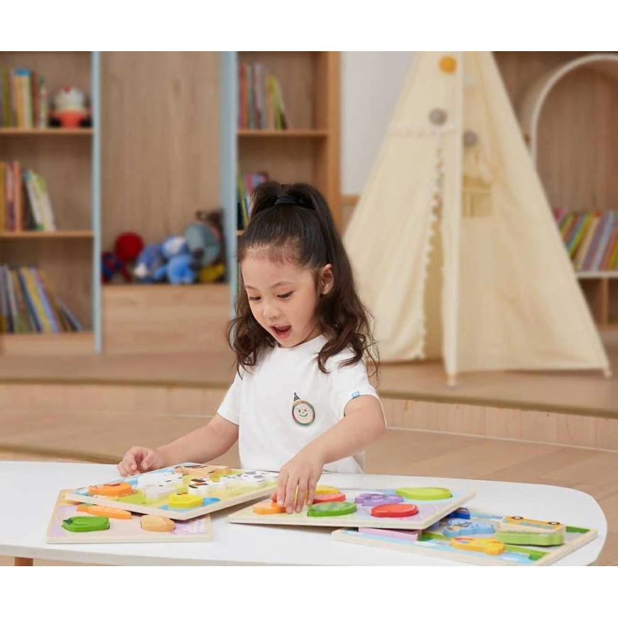 Viga puinen Montessori-palapeli 2in1 Tila – 4