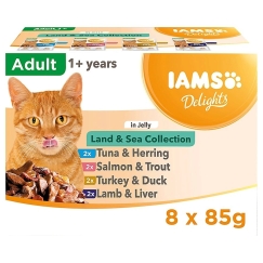 IAMS DELIGHTS Land & Sea kollektsioon želees kastis – märg kassitoit – 8x85g