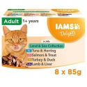 IAMS DELIGHTS Land & Sea kollektsioon želees kastis – märg kassitoit – 8x85g IAMS DELIGHTS Land & Sea kollektsioon želees kastis – märg kassitoit – 8x85g