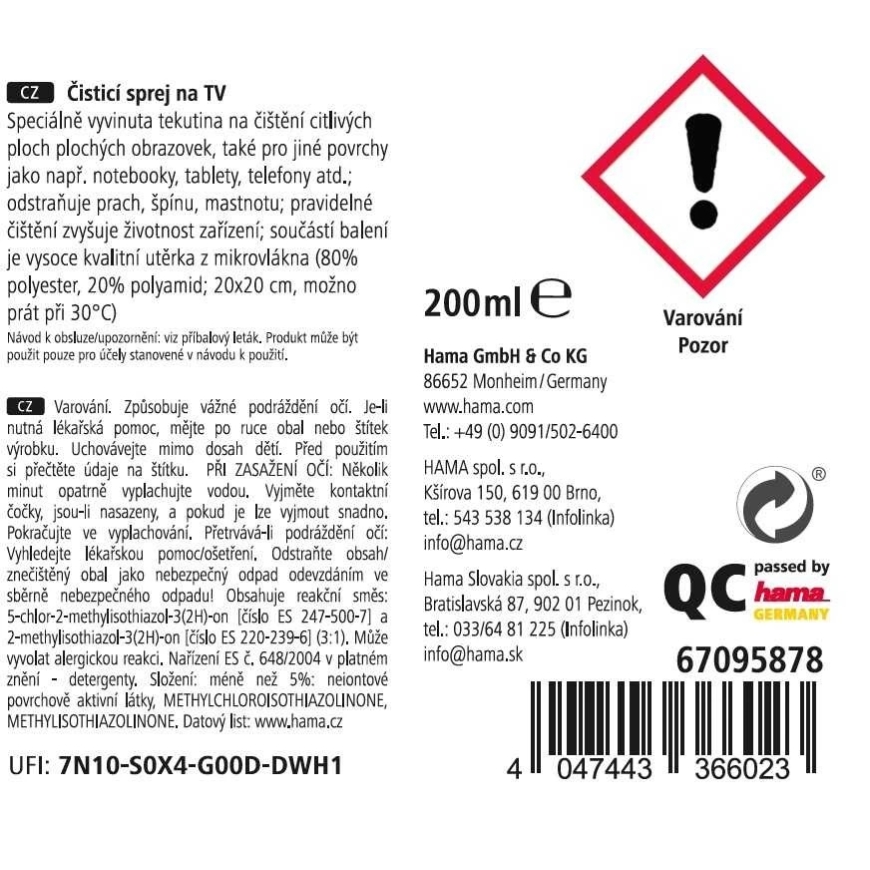 Hama TV tīrīšanas izsmidzinātājs, 200 ml, ieskaitot drāniņu – 5
