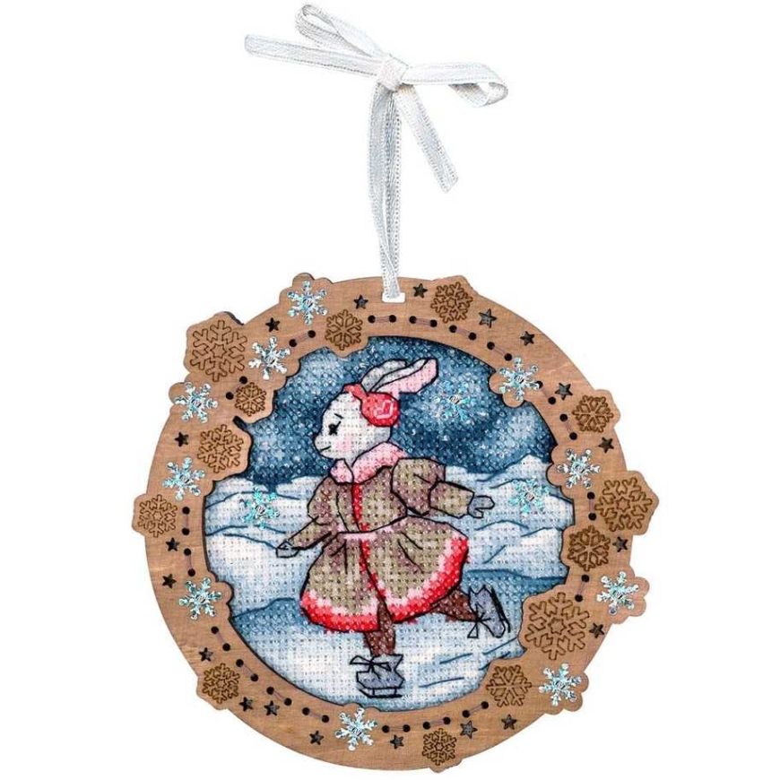 Beldizart Ristpistesaamine puidust alusel "Miniatuur. Külmunud jõe peal" 11x12 cm SO-135