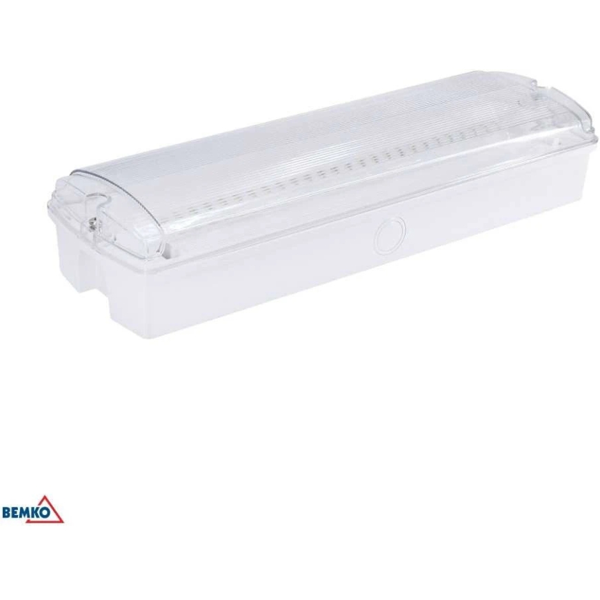 Luxmena 3,5W LED paviršinis evakuacinis šviestuvas GALER, baltas, 6500K, IP65, 3h veikimas autonominiu režimu, su piktogramų rin