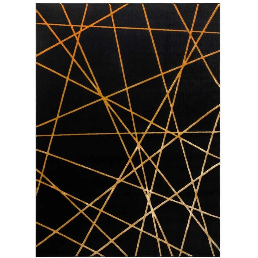 Kilimas 140 × 190 cm, juodos ir auksinės spalvos MOSSE ARTDECO