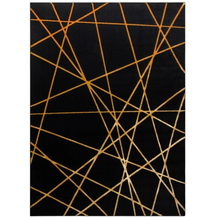Matto 140 × 190 cm, musta ja kultaisen värinen MOSSE ARTDECO – 2