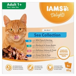 IAMS DELIGHTS Aikuisten meri hyytelössä - märkä kissanruoka - 8x85g